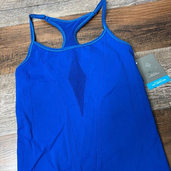 NWT Nux Blue Light Compression Shelf Bra Seamless Tank Racerback Logo Small - Picture 6 of 7